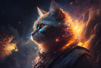 Cosmic Feline: Epic Glowing Cinematic Portrait of a Cosmic Cat