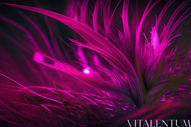 Glowing Gardens: Purple Floral Magenta Fiber Optic Grass Abstract Background AI Image