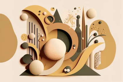 Harmony in Earth Tones: Abstract Memphis Style Vector Art AI Image