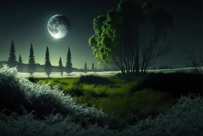 Moonlit Reverie: A Breathtaking Forest Bathed in Celestial Glow