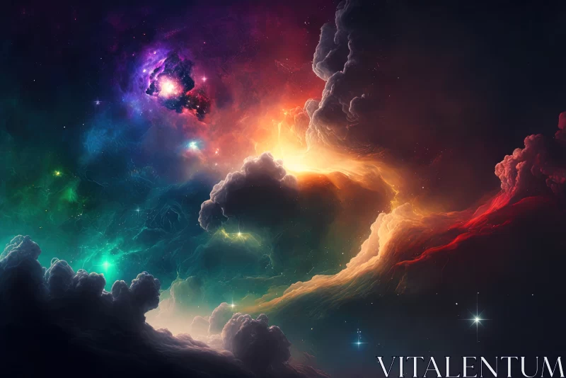 AI ART Cosmic Odyssey: Abstract Space Backdrop with Colorful Nebulas