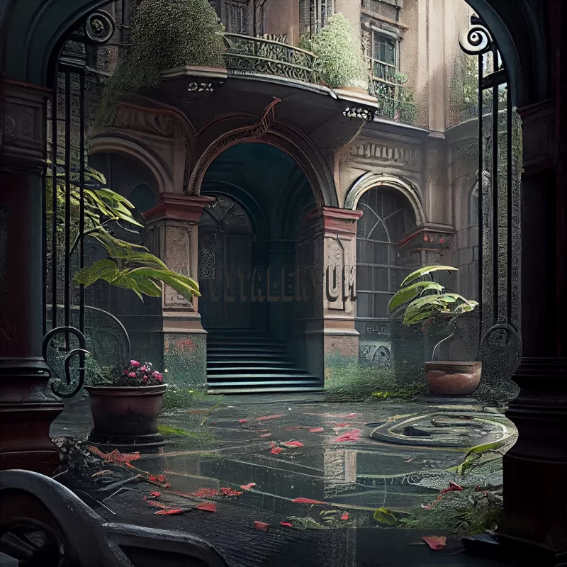 Mid 19Th Century Mansions Caught In Torrential Rains AI Image