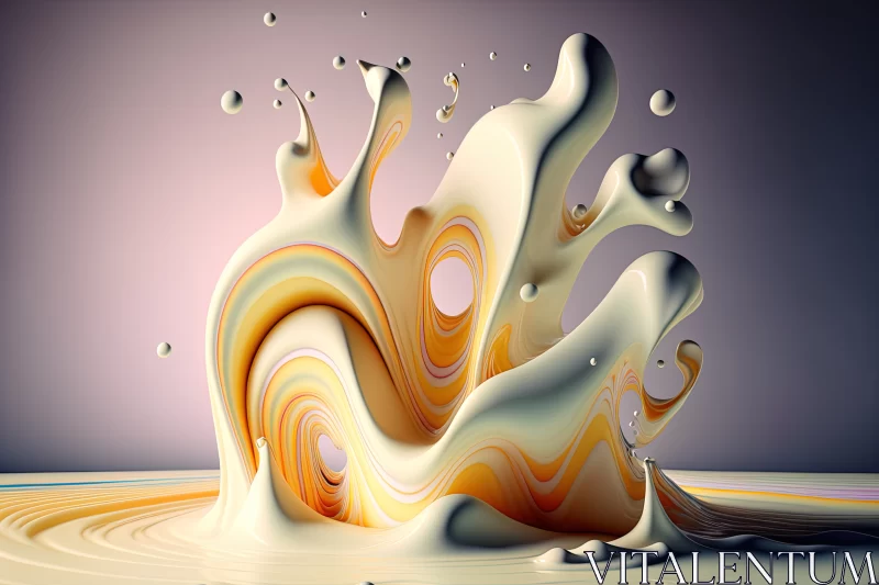 Fluid Elegance: Abstract Liquid Paint Waves in Milk AI Image