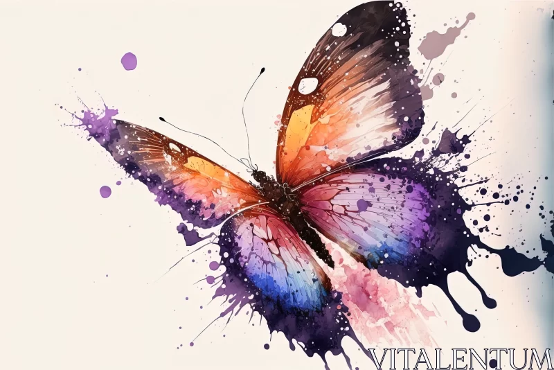 Whimsical Watercolors: Delightful Butterfly Digital Illustration AI Image