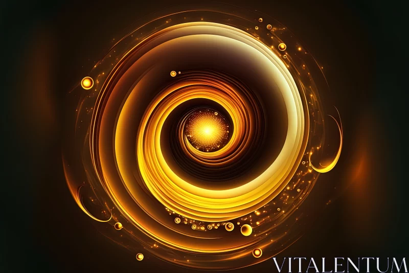 Radiant Whirlpool: Luminous Swirling Circle of Elegance on Dark Background AI Image