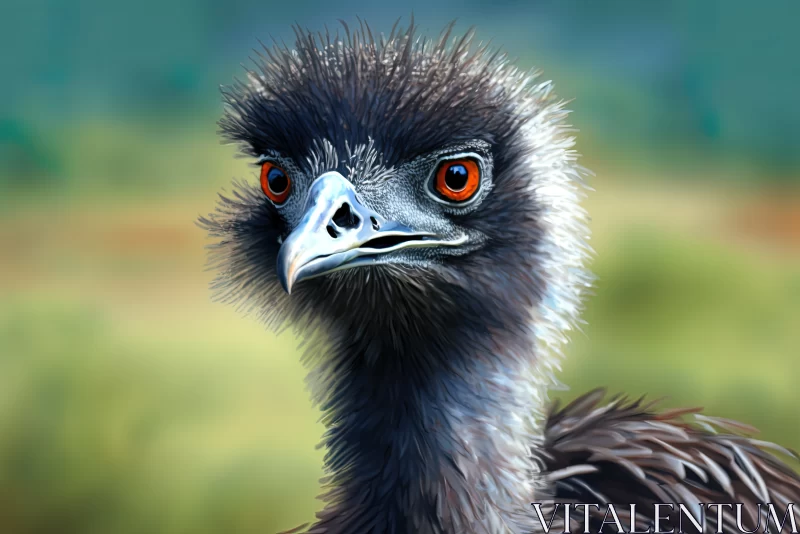 AI ART Graceful Stride: Australian Emu Bird on the Grass