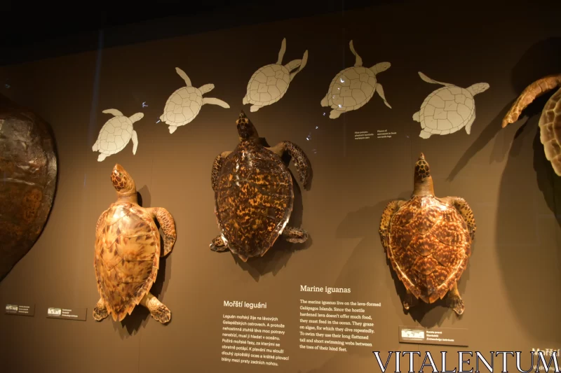 Wall of Wisdom: Trio of Turtle Models at National Museum Free Stock Photo