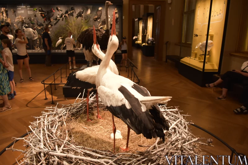 Nurturing Bonds: Serene Stork Nest with Incubating Adults Free Stock Photo