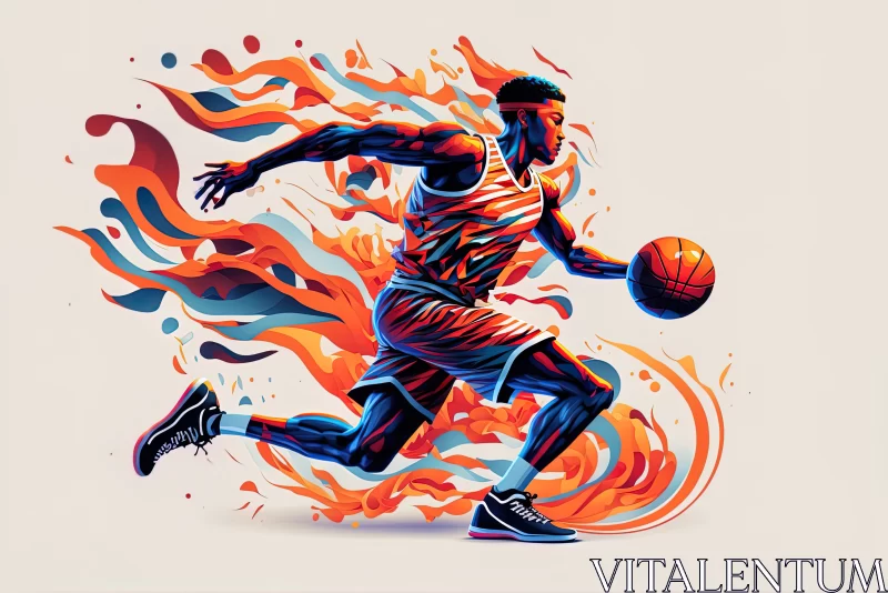 AI ART Abstract Dunk: Basketball Player in Illustrative Abstraction