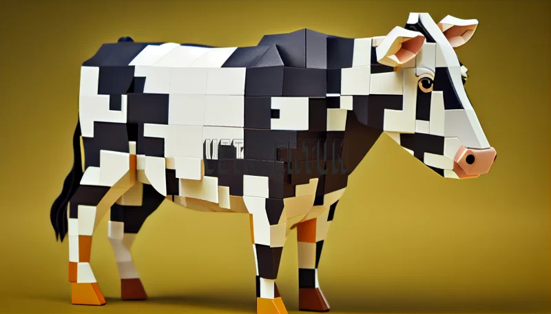 Cow Made of Blocks at the Exhibition of National Economic Achievements AI Image