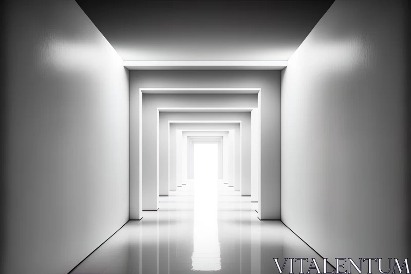 AI ART Abstract Serenity: Room White Corridor Space Background