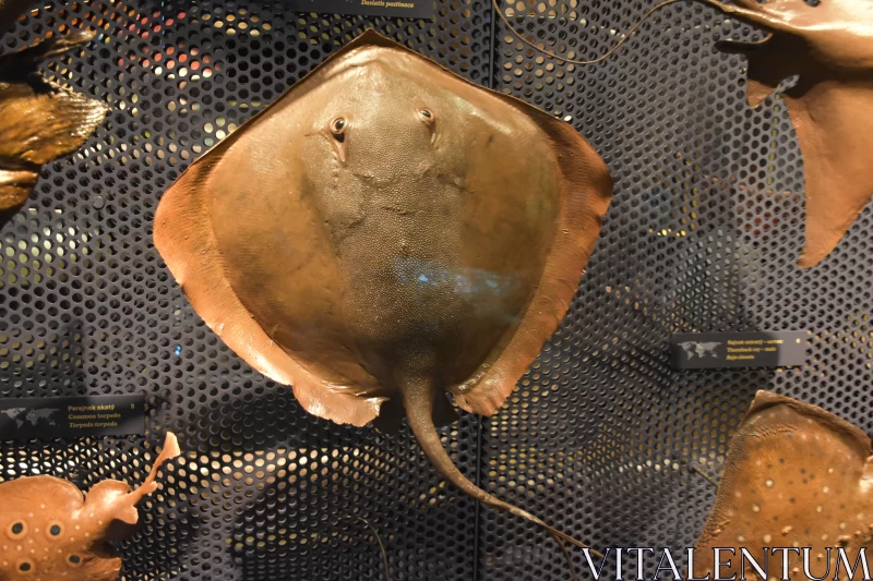 Hidden Glimpse: Flounder's Delicate Pose on National Museum's Wall Free Stock Photo