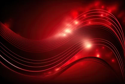 Dynamic Energy: Abstract Red Banner with Flashing Wave Lines AI Image