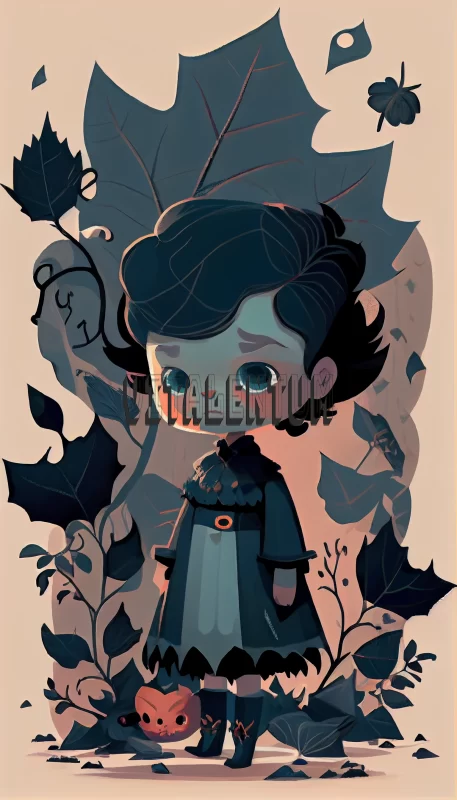 The Curious Wanderings Of A Little Goth Girl In The Woods AI Image