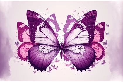 Delicate Soaring Butterflies in Pink and Purple Colors