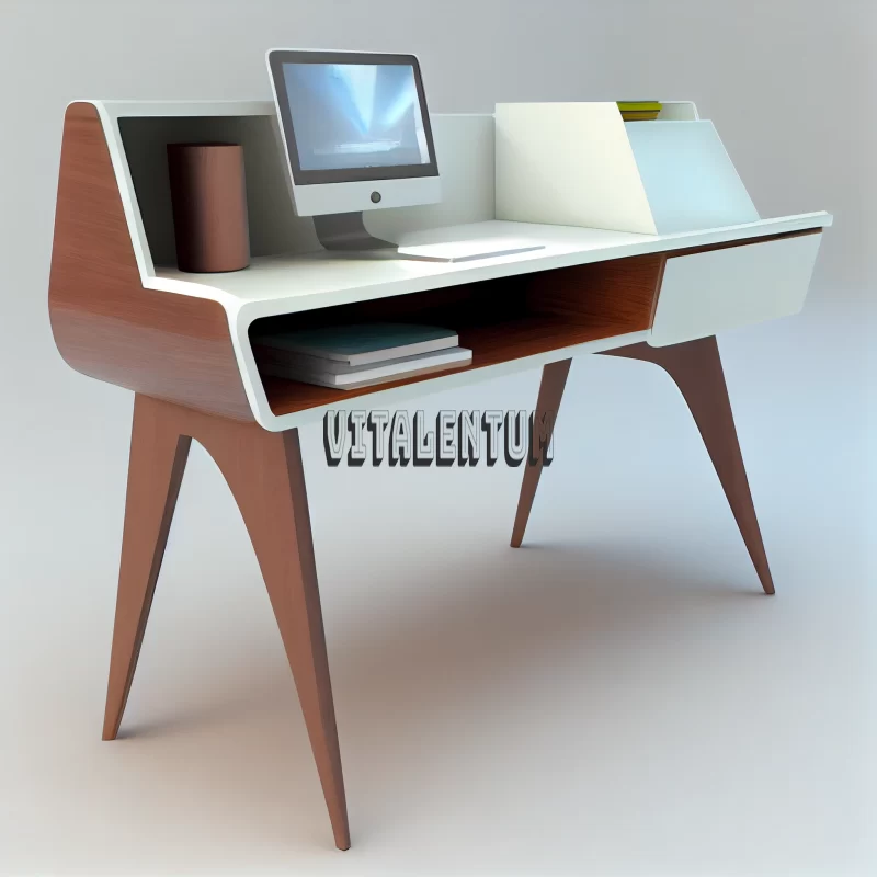 Ergonomic Computer Desk with Bookcase, Mesh Chair and Decorative Writing Stand AI Image