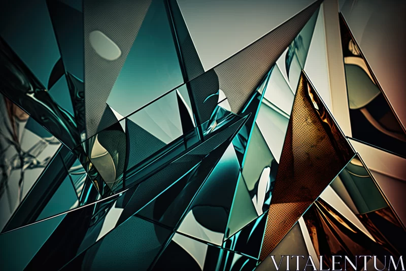 Enigmatic Glass Symphony: Abstract Triangular Shapes with Dark Inserts AI Image