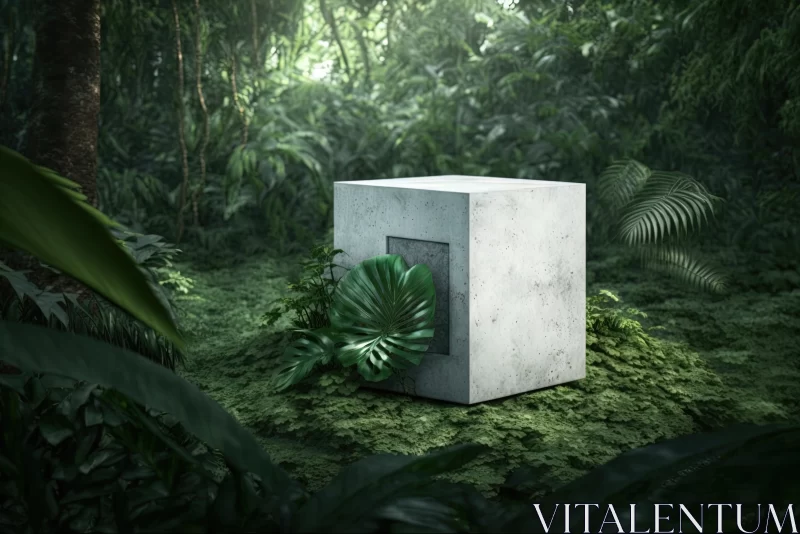Tropical Showcase: Abstract Podium Concept for Product Presentation amid Lush Forest AI Image