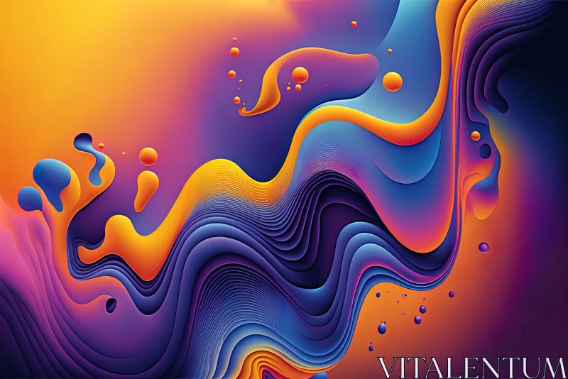 Fluid Chromatic Symphony: Vibrant Gradient Vector Art Liquid Backdrop AI Image