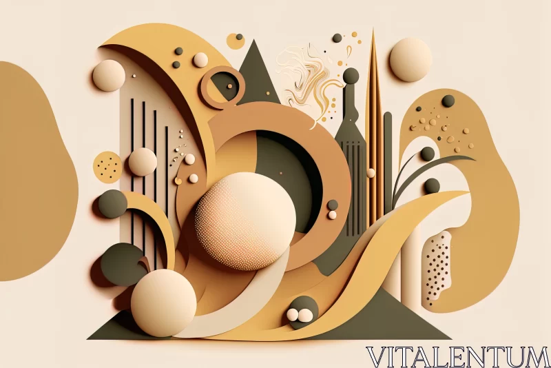 Harmony in Earth Tones: Abstract Memphis Style Vector Art AI Image
