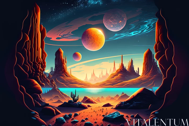 Otherworldly Landscapes: Discover the Enigmatic Beauty of an Alien Planet AI Image