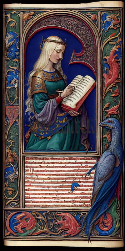 The Medieval Period In The Colour Page Of A Young Woman AI Image