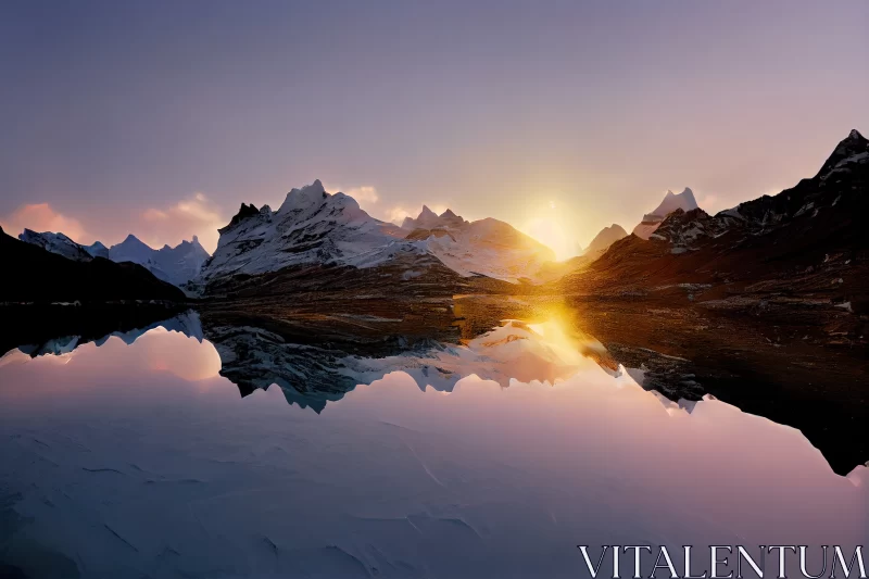 Snowy Splendor: Breathtaking Scene of Snow Rocky Massif in Swiss Alps AI Image