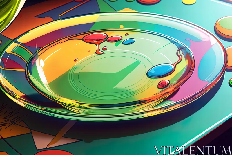 Vibrant Kaleidoscope: Close-up of Colorful Glass Plate AI Image