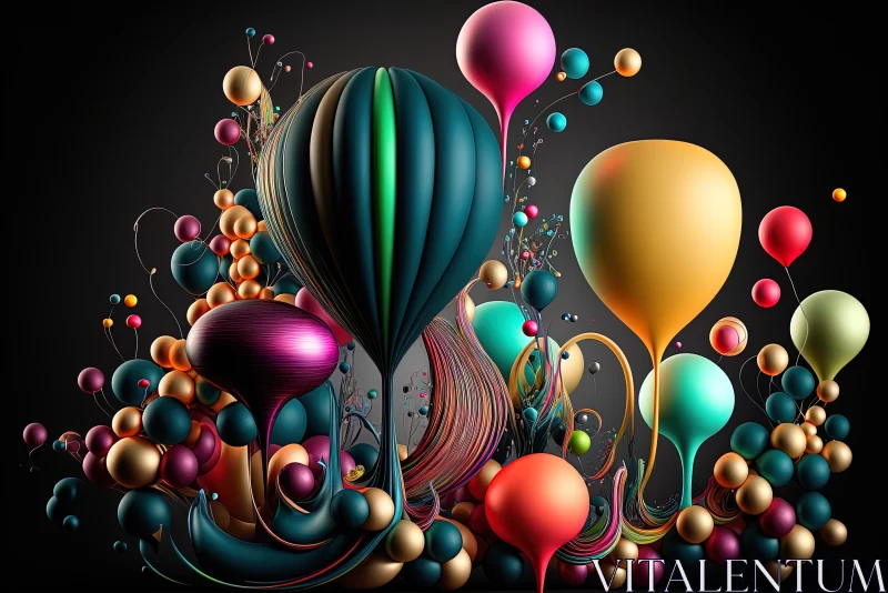 Festive Abstractions: Assortment of Abstract Balloons AI Image