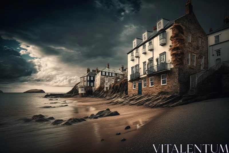 Coastal Charms: Beautiful Kingsand and Cawsand Buildings by the Sea in Cornwall, UK AI Image