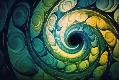 Abstract Greenish Swirl: Digital Illustration of a Textured Abstract AI Image