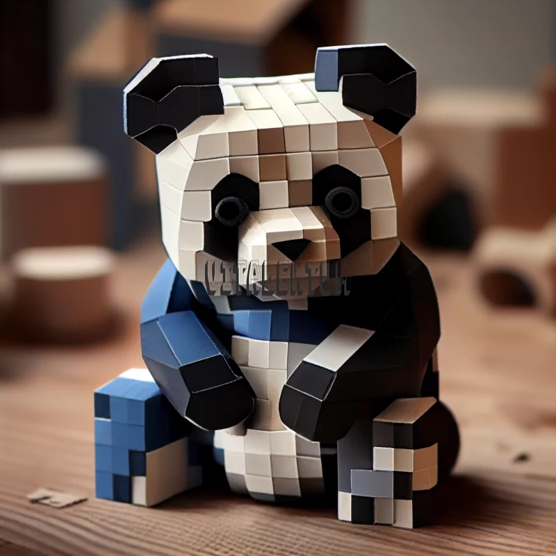 A Cute Black And White Panda Is Made Entirely Of Blocks That Are Perfect For Playing With AI Image