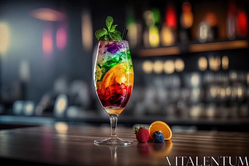 AI ART Cocktail Indulgence: Fresh and Delicious Drink Served in a Stylish Glass at the Bar