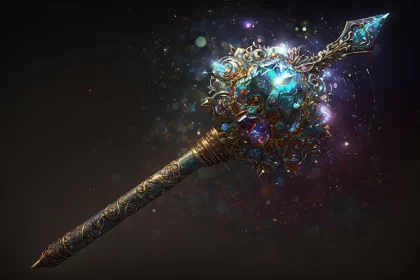 Enchanting Mastery: Glittering Scepter of Spellbinding Sorcery AI Image