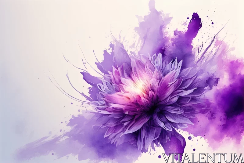 AI ART Watercolor Purple Flower Art Background