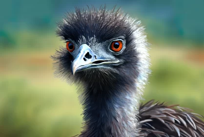 Graceful Stride: Australian Emu Bird on the Grass