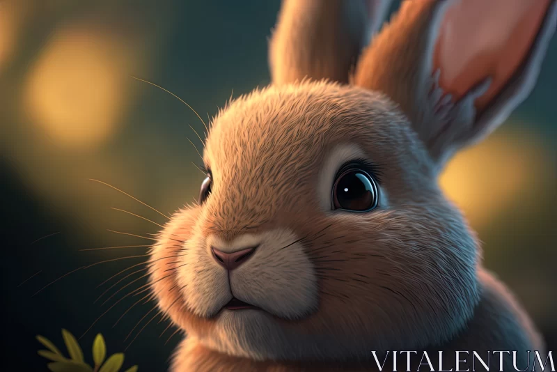 Mesmerizing Cuteness: Close-up of a Delightful Little Rabbit AI Image