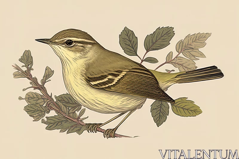 Graceful Songbird: Adult Willow Warbler in the Mediterranean Beauty of Malta AI Image