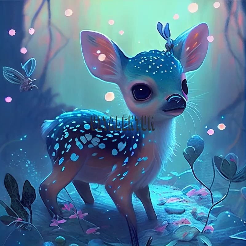 A Magical Forest Where Fawns Frolic And Butterflies Flutter AI Image