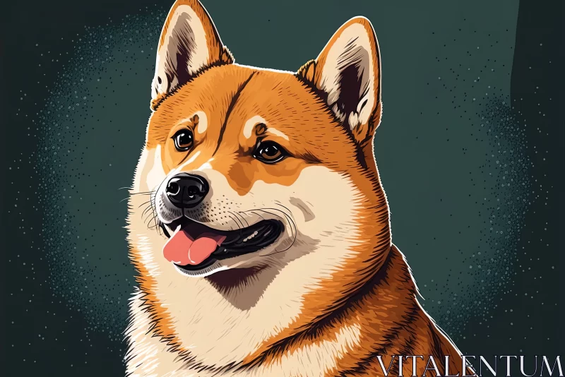 Cartoon-like Shiba Inu: Digital Art of a Playful Dog Cartoon AI Image