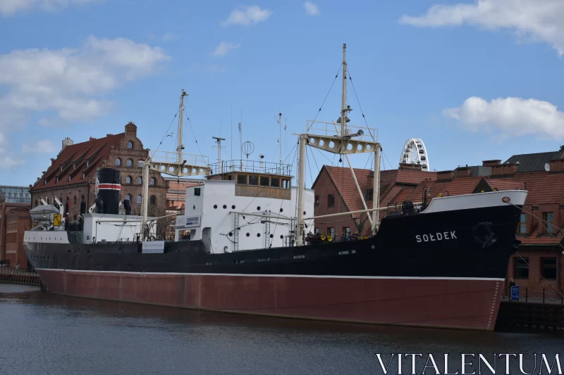 The Vistula River Museum Ship Soldek : The World's Largest Coal Carrier Ship Free Stock Photo