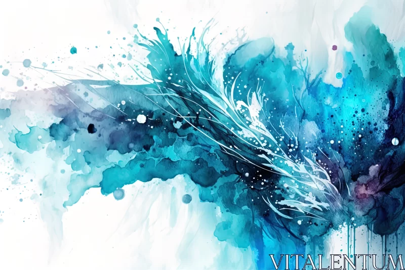 Serene Watercolor Dreams: Abstract Watercolor Background in Blue AI Image