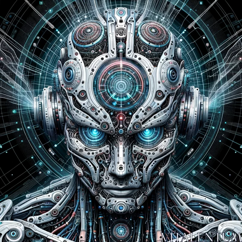 A futuristic robot with intricate mechanical details, representing the pinnacle of AI synthesis. AI Image