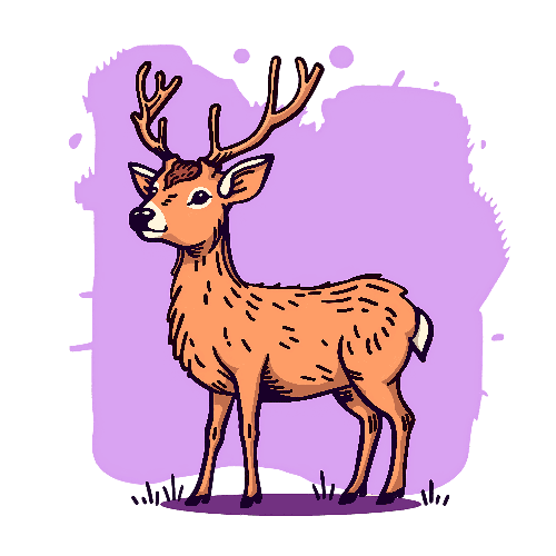 POD Design Charming Cartoon Deer with Antlers - Purple Background