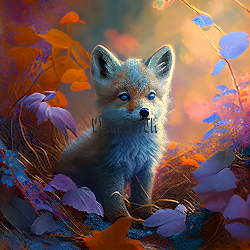 Baby Fox Goes On A Spectacular Autumn Adventure in the Woods AI Image