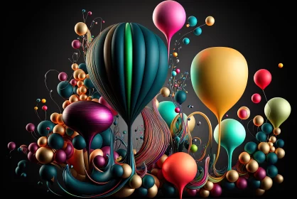 Festive Abstractions: Assortment of Abstract Balloons AI Image
