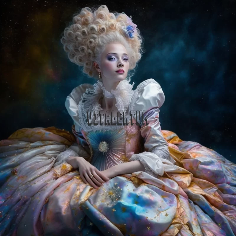AI ART The Majesty of Queen Marie Antoinette as a Dreamy Nebula