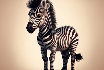 Cartoon Safari: Cute Zebra Baby in Vector Illustration AI Image