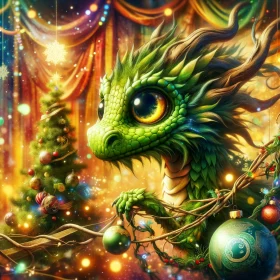 Green Dragon in Festive New Year's Celebration