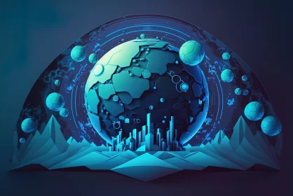 Futuristic Fusion: Abstract Technology Background Illustration AI Image